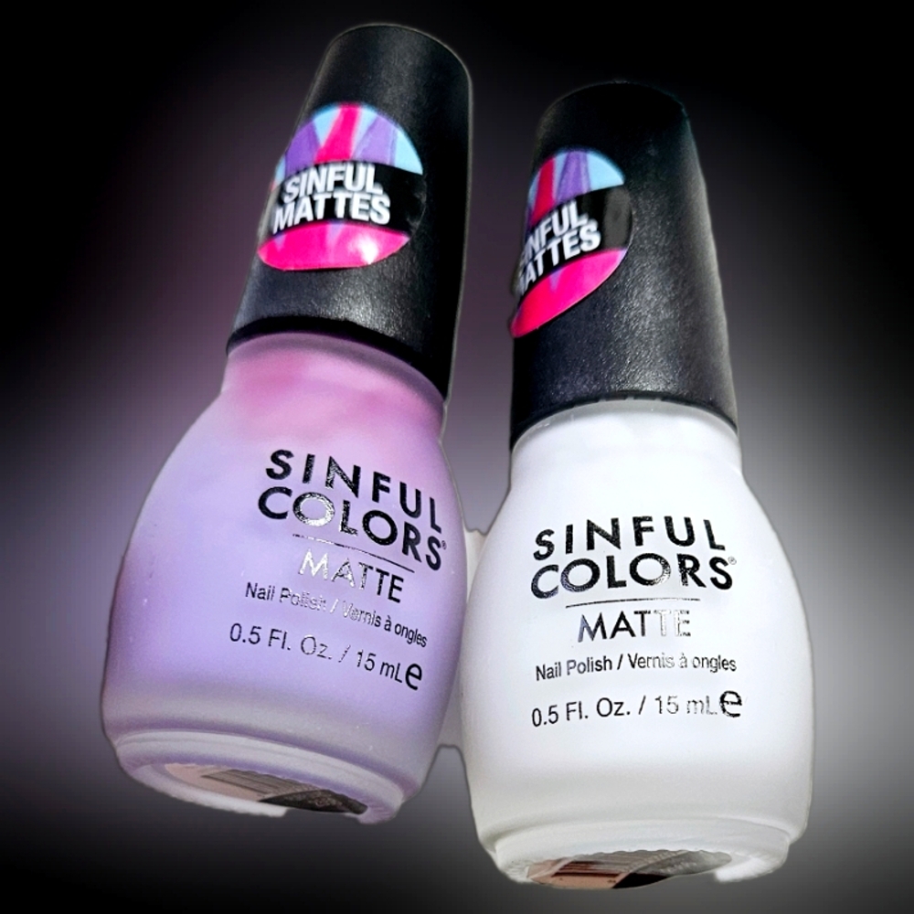 NWT 》2×《 SINFUL COLORS MATTE: WHITE LIES + PURPLEXED!